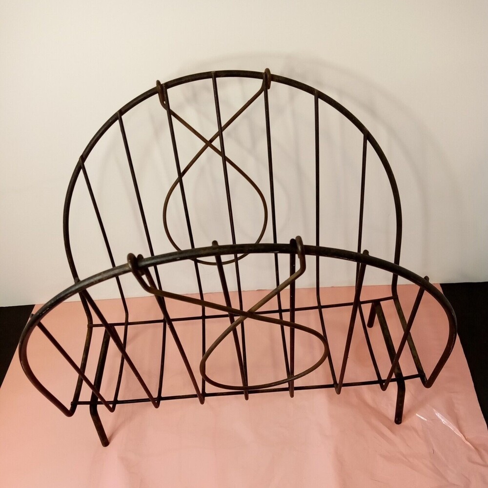 Vintage Mid Century Modern or Art Deco Black Wire Metal Magazine Album Holder